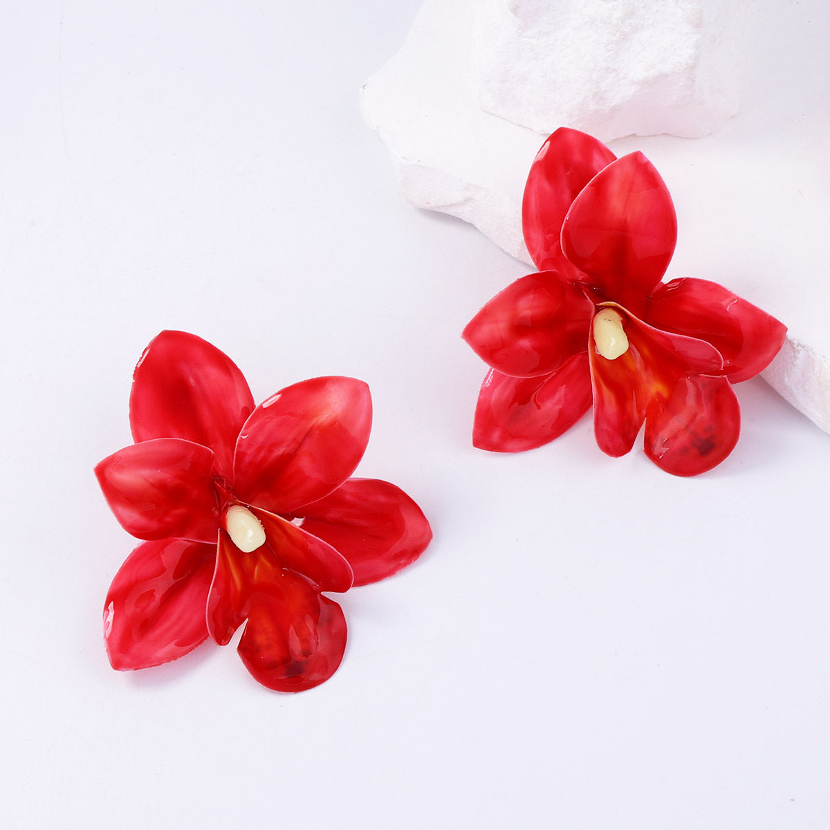Bohemian Exaggerated Fashion Floral Earrings - Colorful Plastic Resin Jewelry