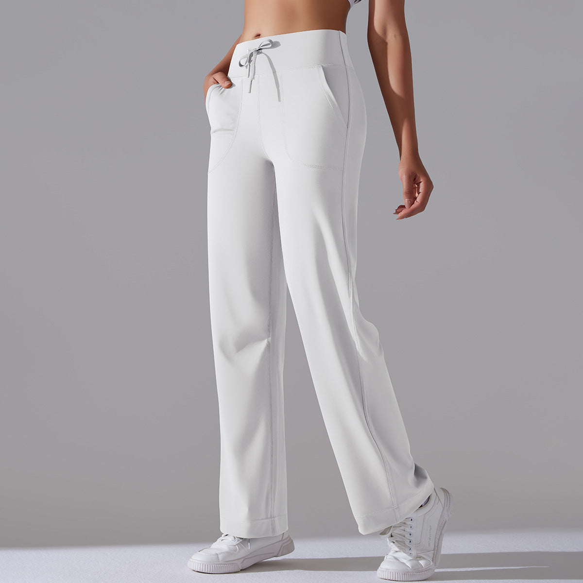 Women Fashion Casual Solid Color High Waist Pants