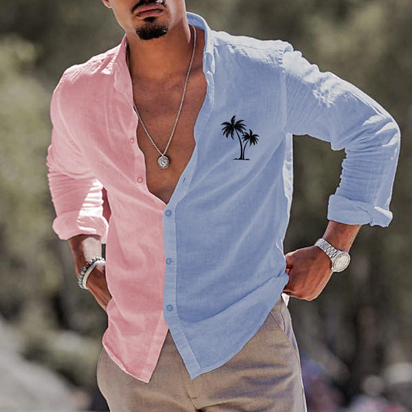 Camisa informal de solapa para vacaciones de moda para hombre