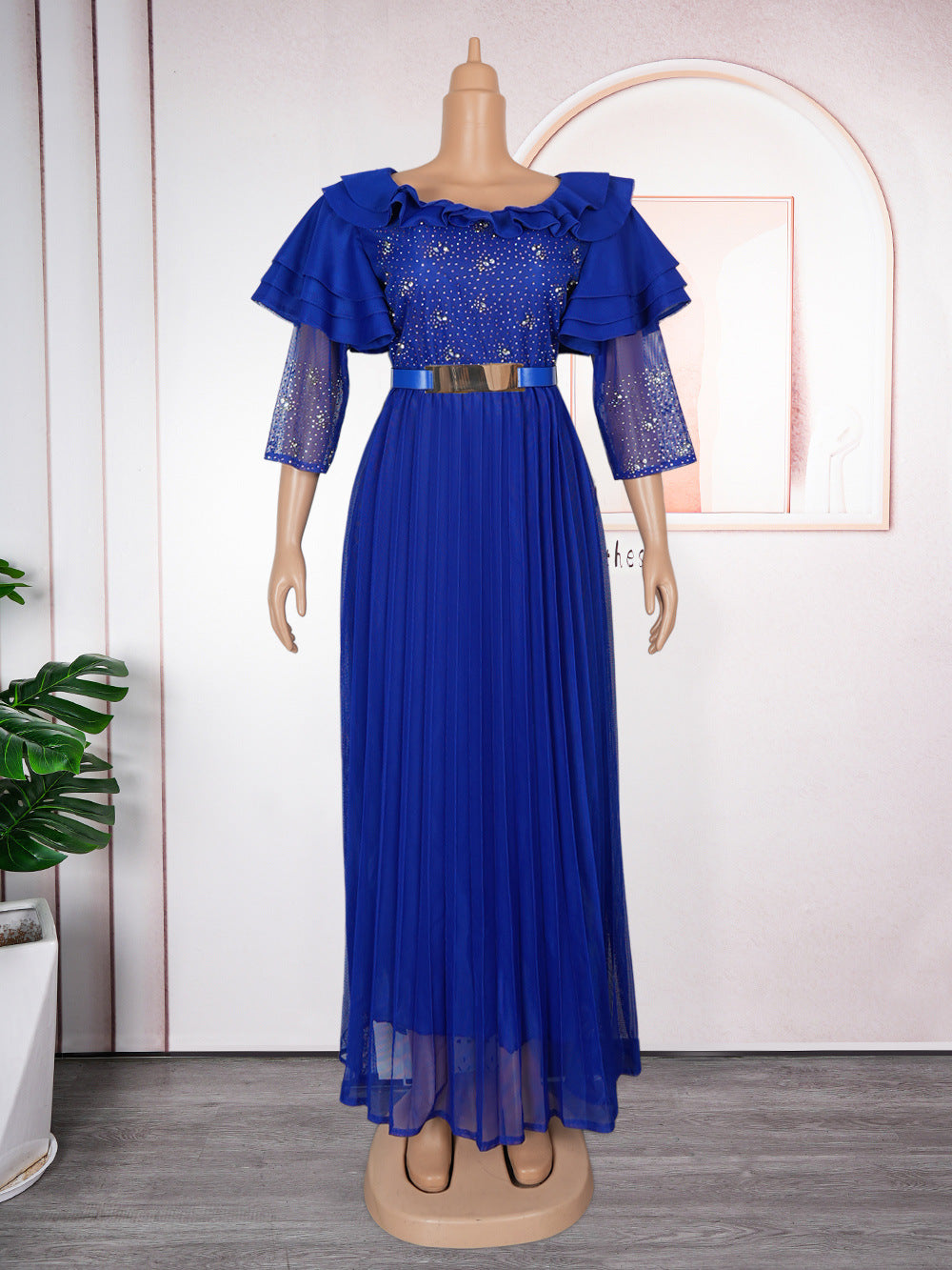 African Women Plus Size Elegant Ruffled Dress