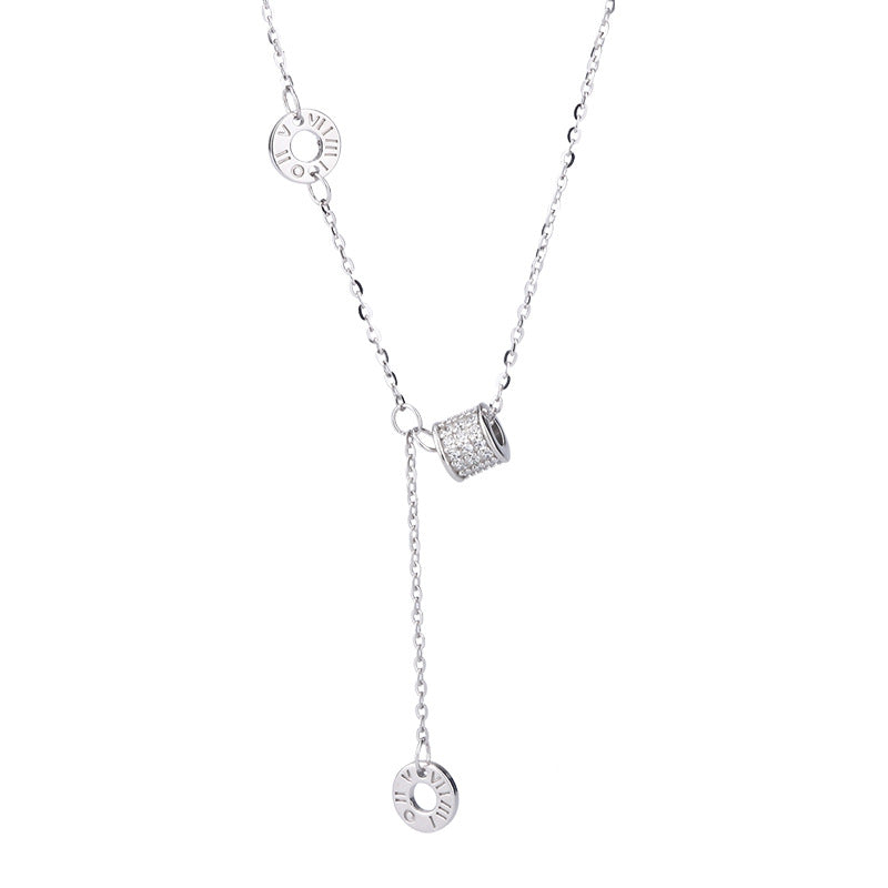 Collar de plata con circonitas circulares para mujer, estilo geométrico