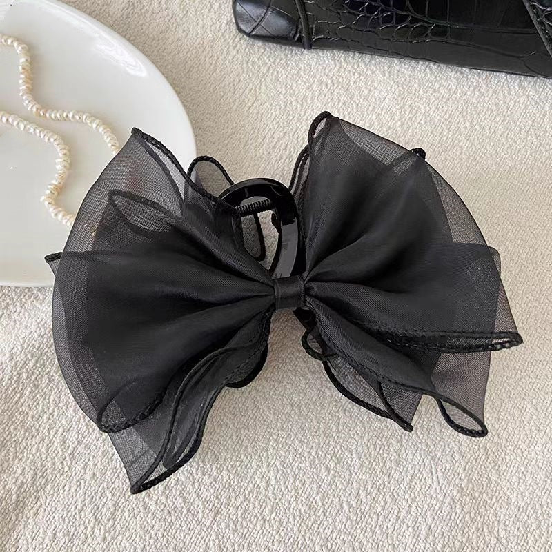 Pinza para el pelo con lazo grande de color liso elegante a la moda para mujer
