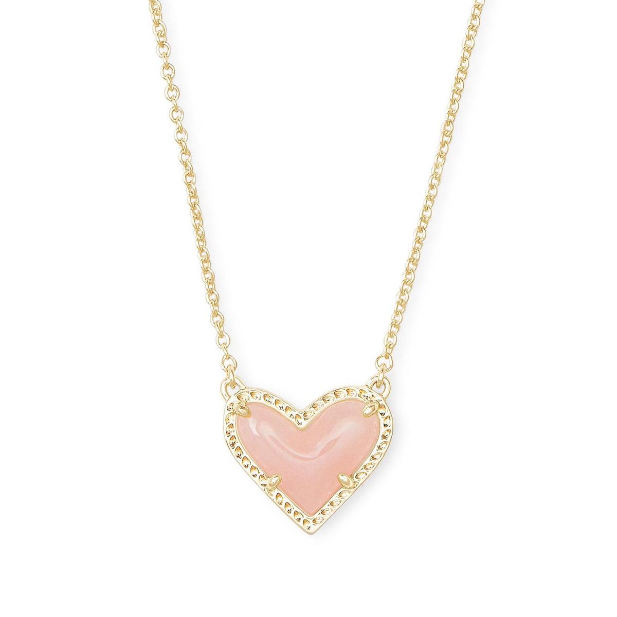Women Fashion Simple Heart Natural Stone Copper Necklace