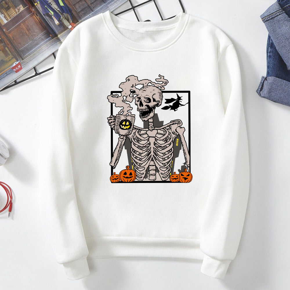 Sudadera con estampado de calavera de Halloween para mujer