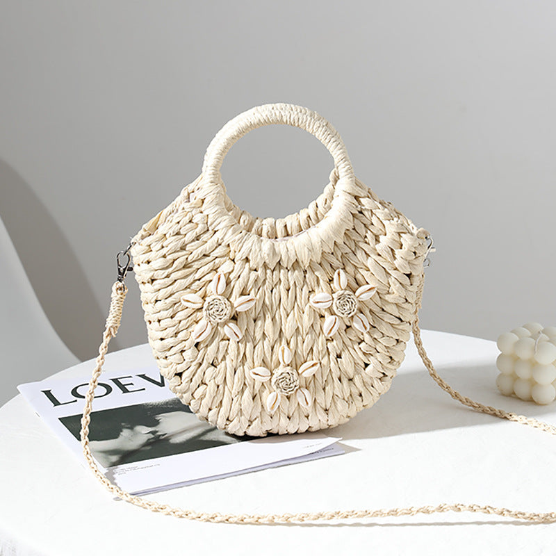 Bohemian Holiday Woven Straw Shell Handbags