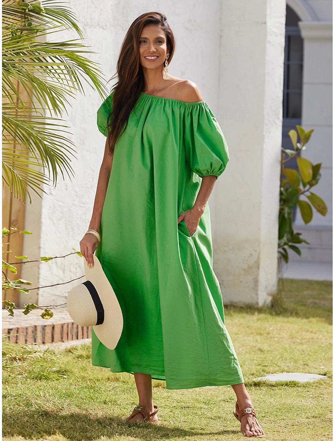 Women Casual Summer Off-Shoulder Maxi Dress