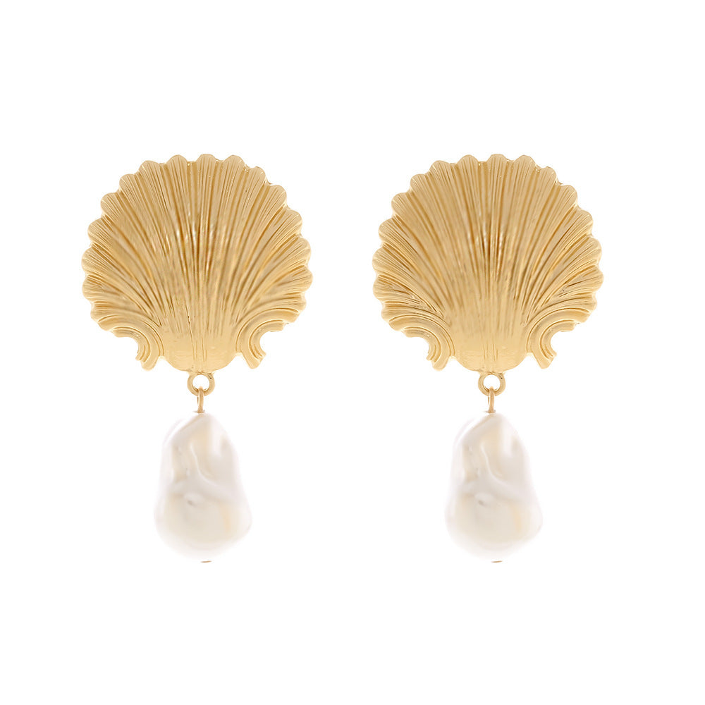 Bohemian Exaggerated Holiday Style Alloy Shell Earrings