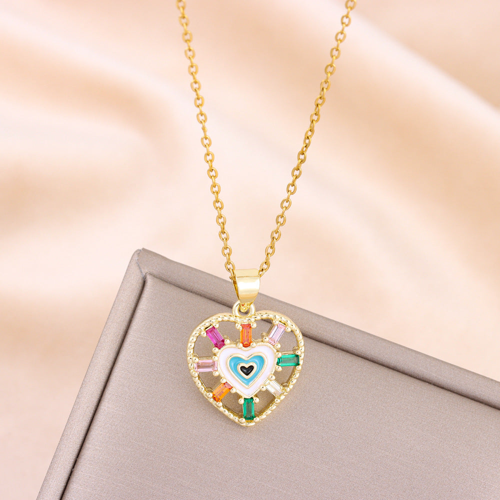 Collar con colgante hueco multicolor bohemio para mujer