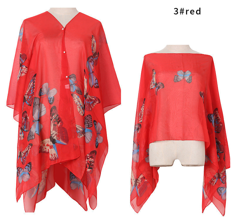 Chal de verano con estampado de mariposas para mujer