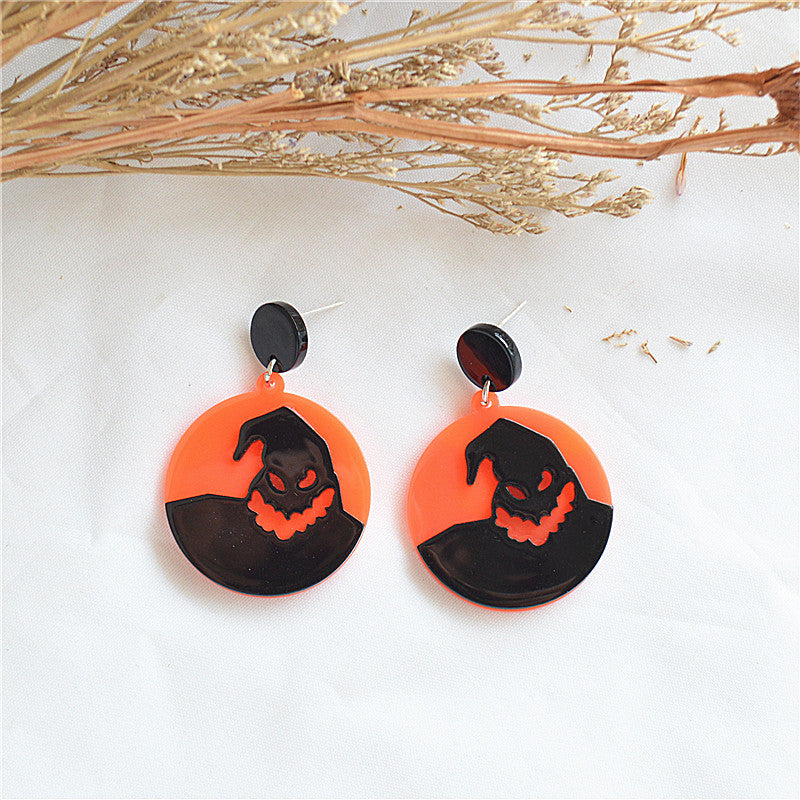 Pendientes colgantes de acrílico con diseño de esqueleto de Halloween para mujer