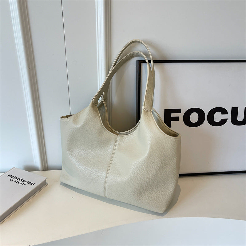 Sac fourre-tout décontracté simple de grande capacité pour femme, couleur unie