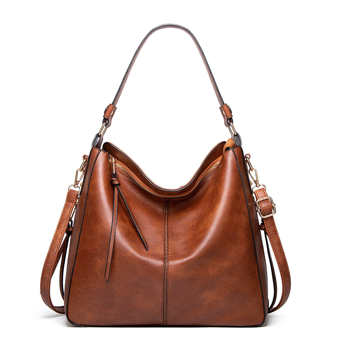 Women Solid Color Portable Large Capacity PU Handbag