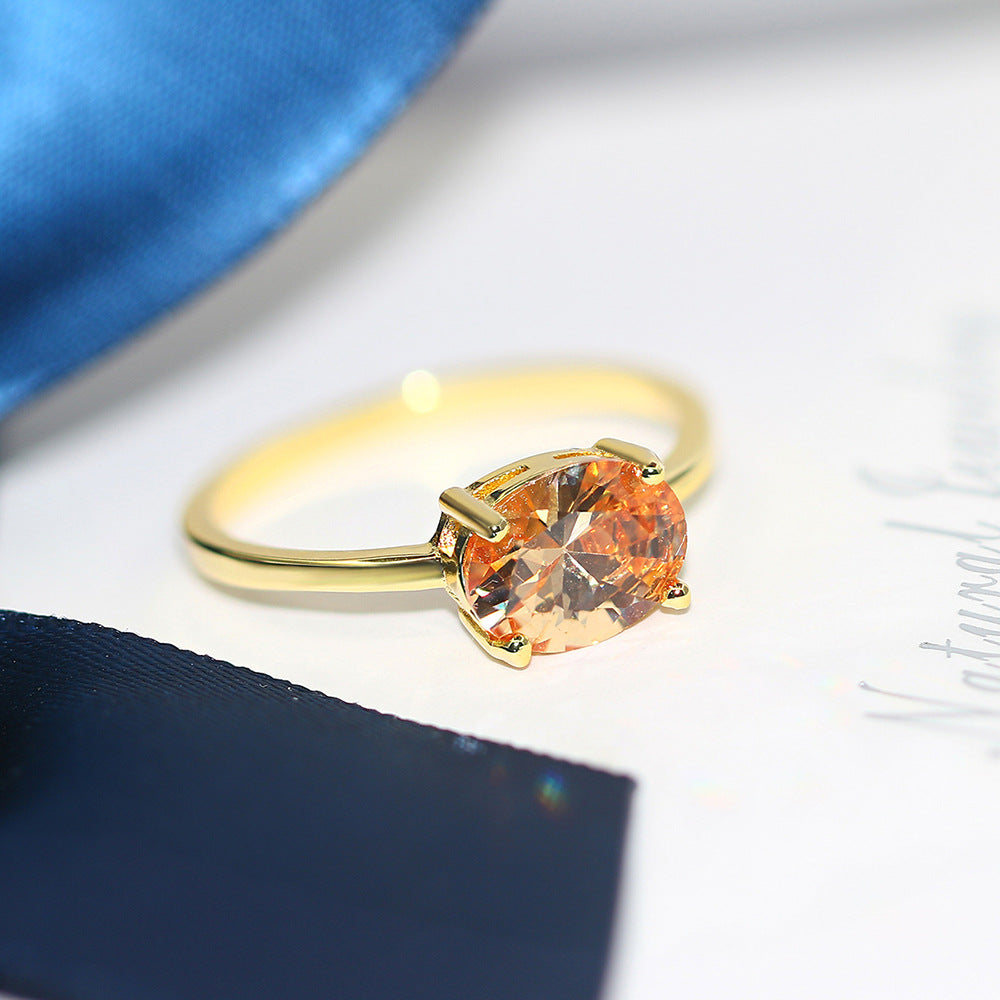 Anillo de circonita simple de moda para mujer