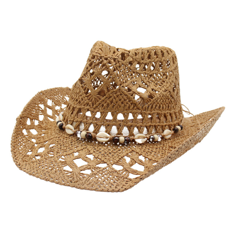 Sombrero de paja tejido con forma de campana para primavera y verano, moderno protector facial