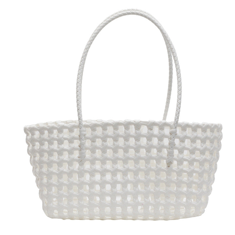 Handmade Woven Fabric Beach Tote with Vegetable Basket Style