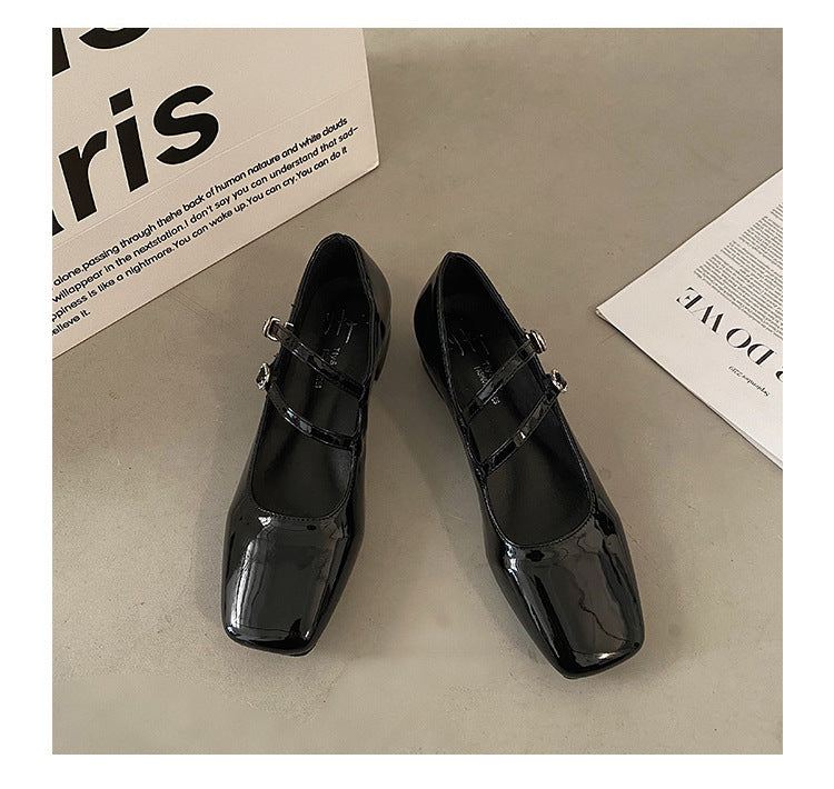 Mocassins Mary Jane en cuir verni vintage pour femmes