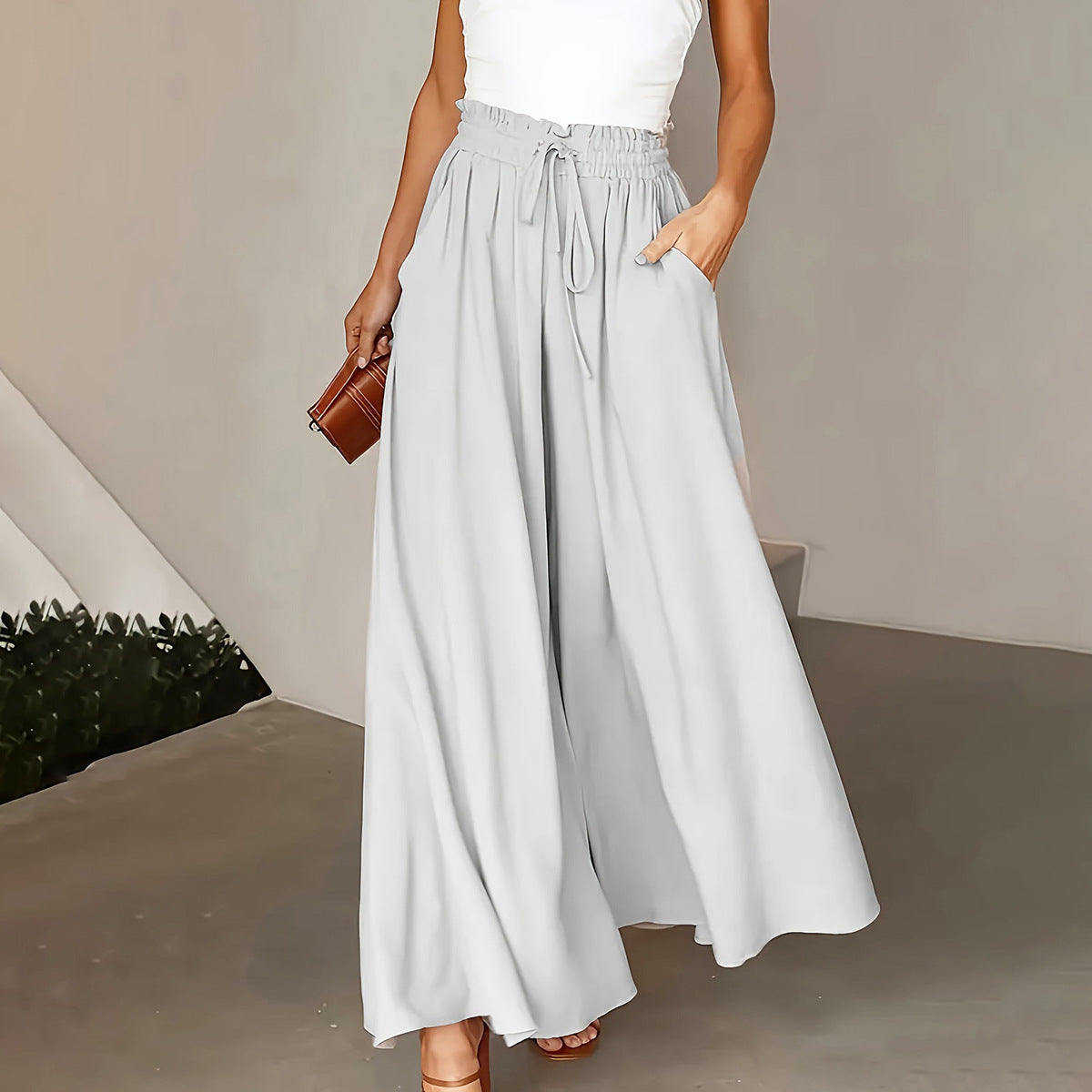 Women Casual High Waist Wide Leg Pants
