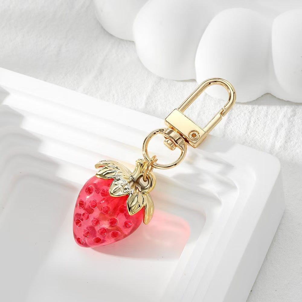 Cute Strawberry Heart-Shaped Key Chain Pendant