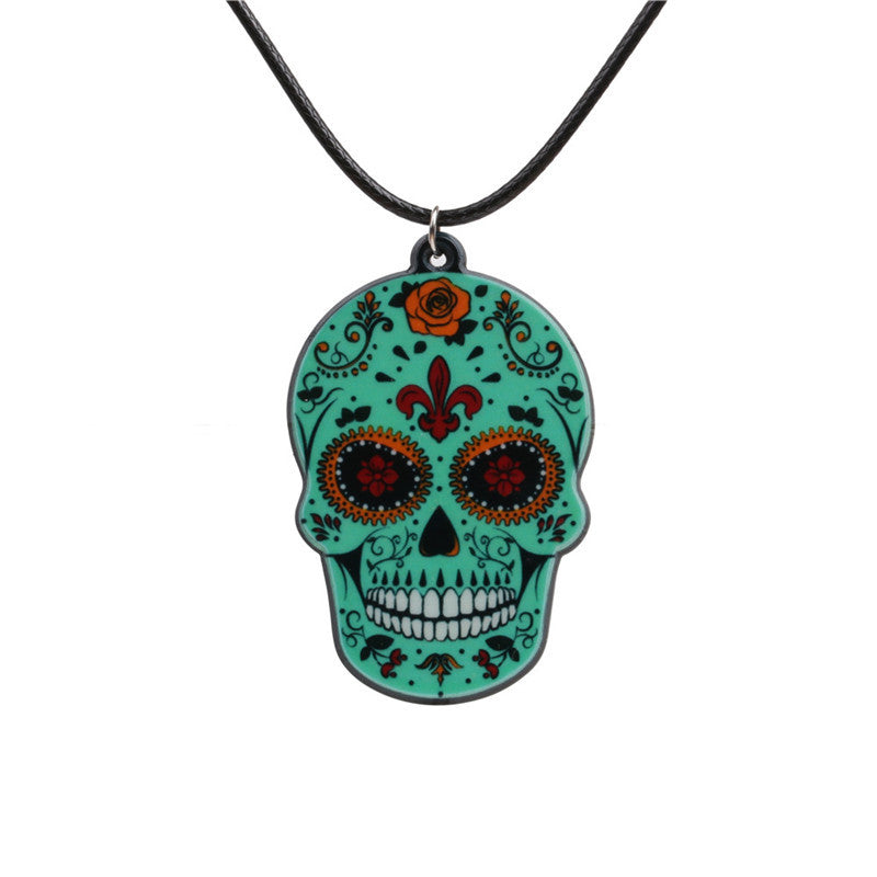Collar de calavera y rosa de Halloween para mujer