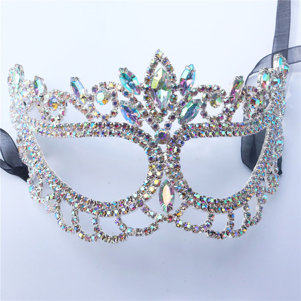 Masque d'Halloween multicolore à strass pour femme