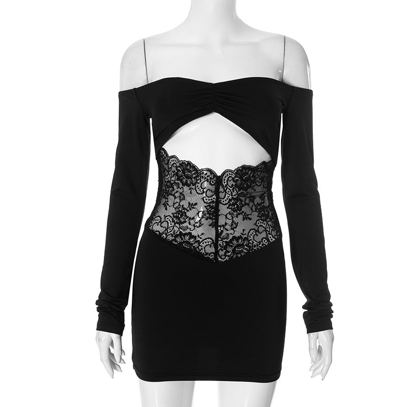 Women Off-Shoulder Lace Bodycon Mini Dress