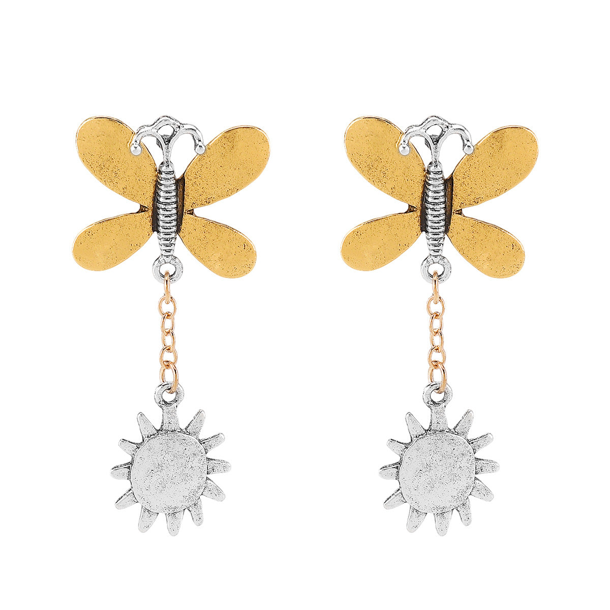 Boucles d'oreilles pendantes vintage papillon soleil
