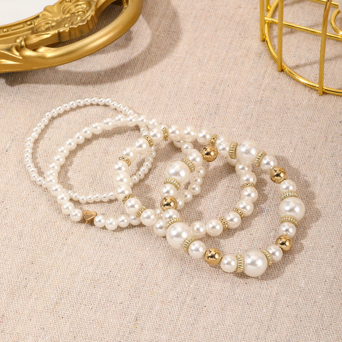 Conjunto de pulseras de perlas de amor de moda para mujer