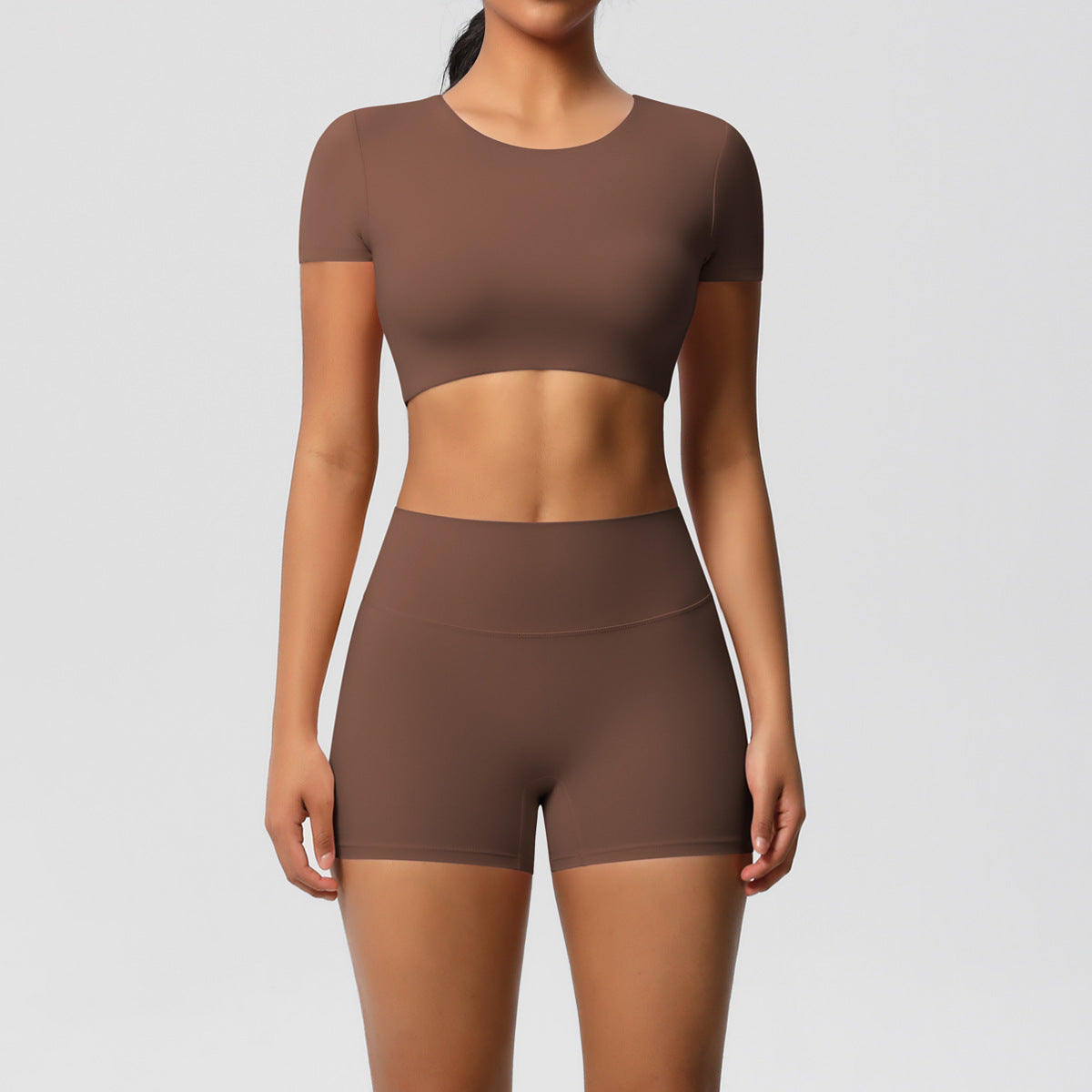 Ensemble de sport deux pièces de yoga pour femmes, couleur unie