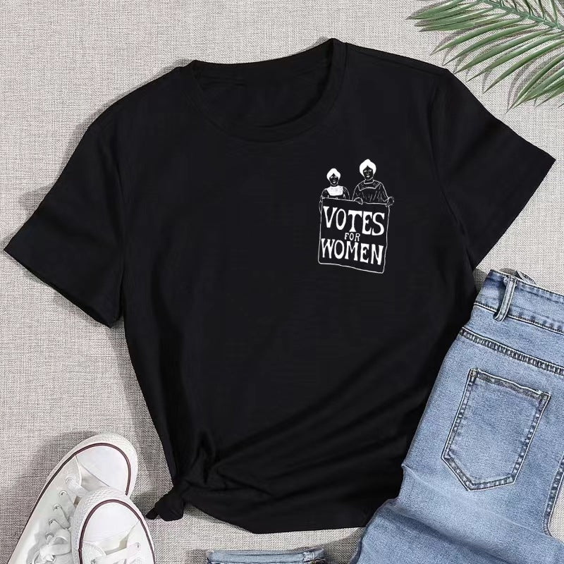 Women Casual Printed Cotton Blend Round Neck T-Shirt