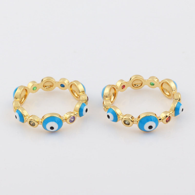 Simple Evil Eye Design Enamel Alloy Ring