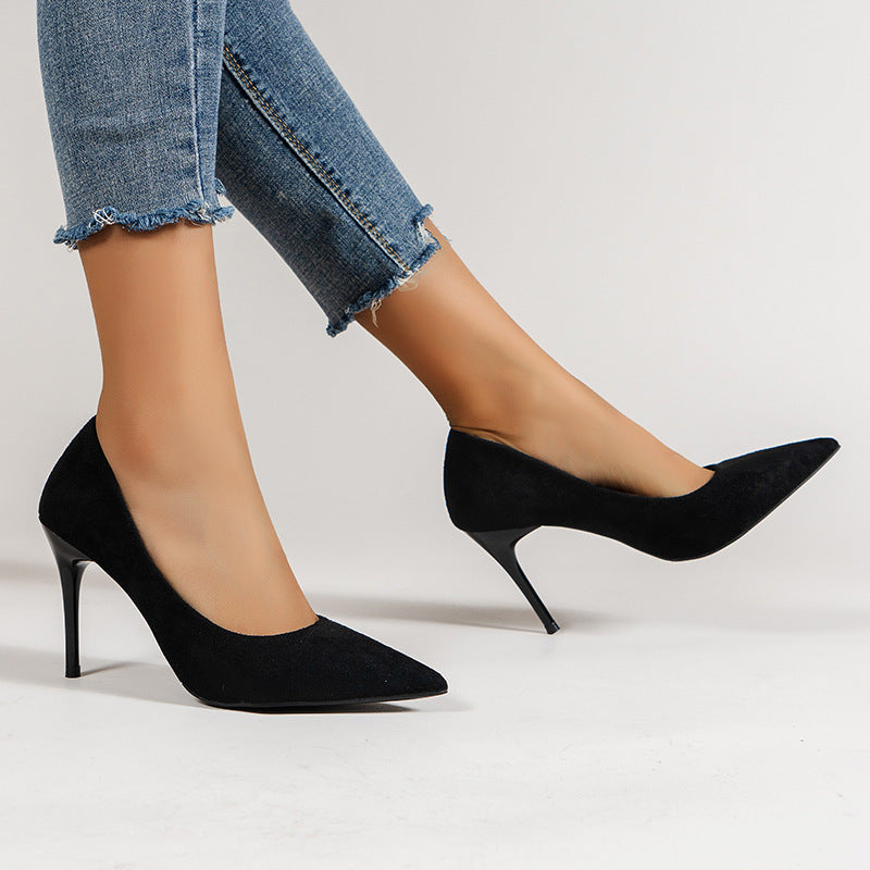Women Fashion Suede Pointed Toe High Heels Shoes