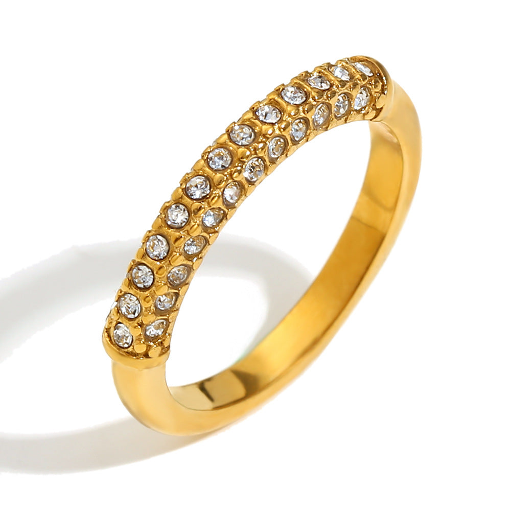 Bague tendance pour femme en plaqué or 18 carats avec zircone
