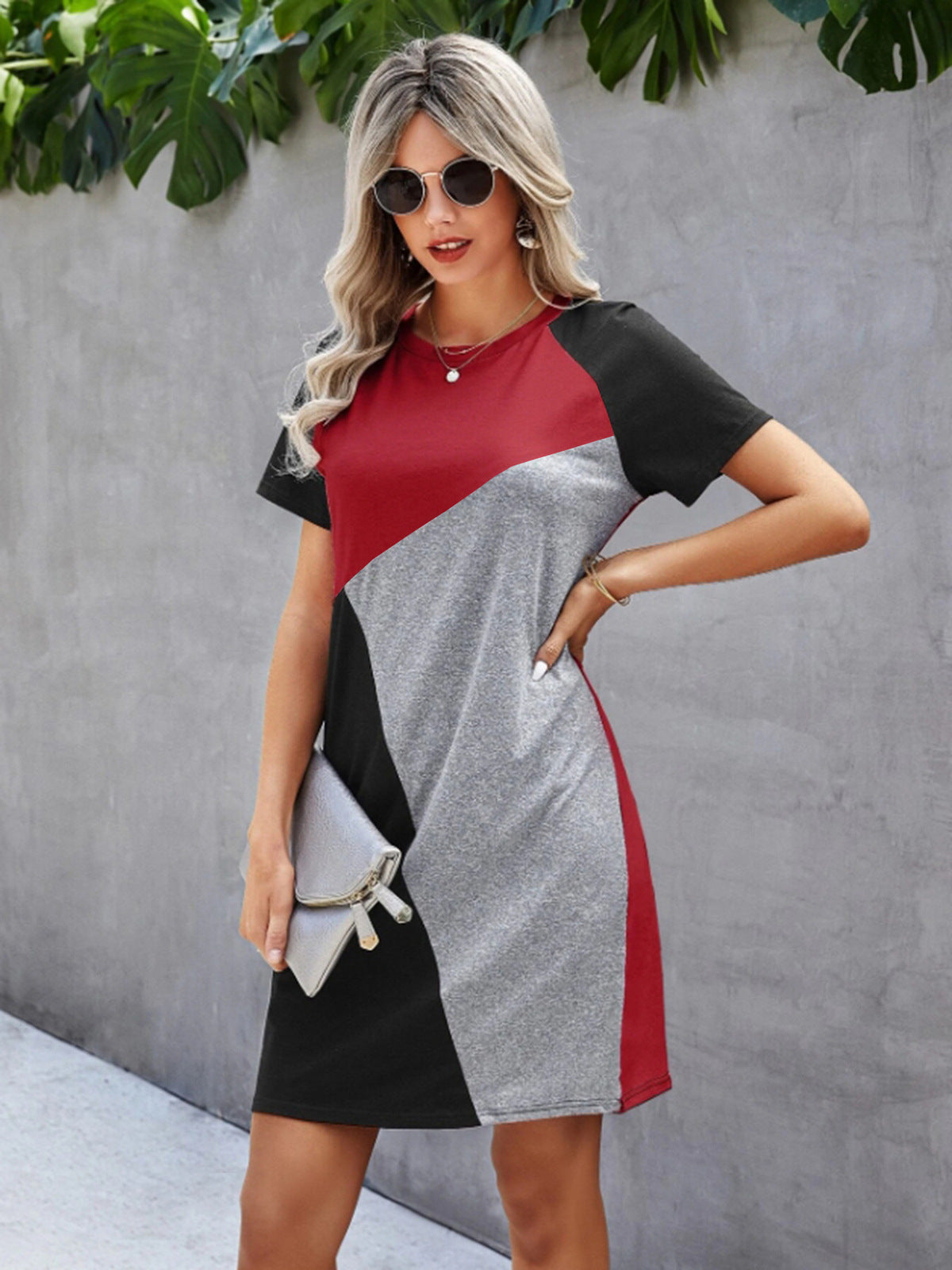 Robe décontractée à coutures contrastées pour femmes