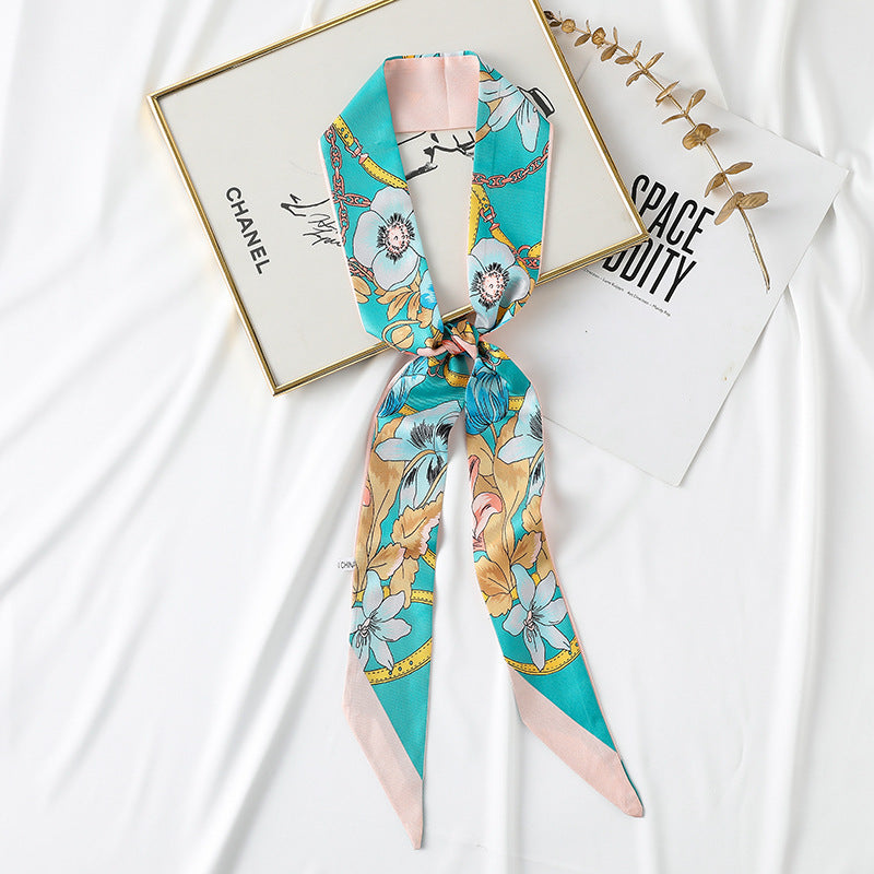 Pañuelo de seda con estampado floral chic de primavera para mujer