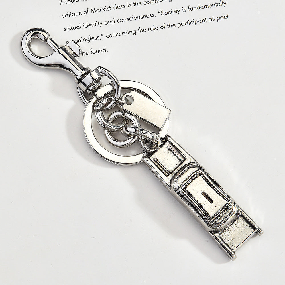 Fashion Solid Color Metal Car Key Chain Stylish Bag Hanging Ornament