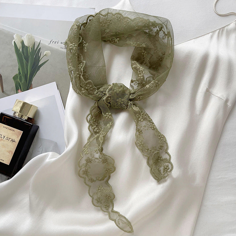 Écharpe brodée creuse en dentelle pour femme, mode été