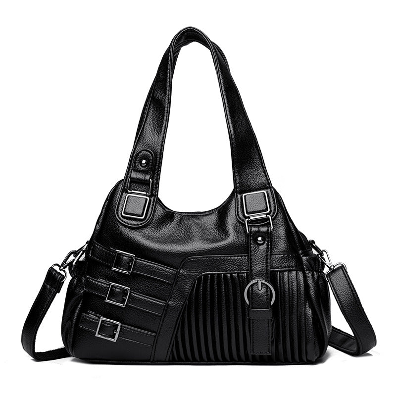 Sac à main en PU de grande capacité, décontracté et tendance, couleur unie, pour femmes