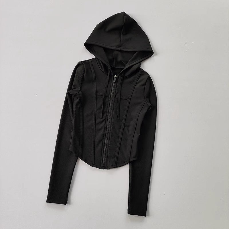 Veste de sport à capuche pour femme, en nylon et élasthanne