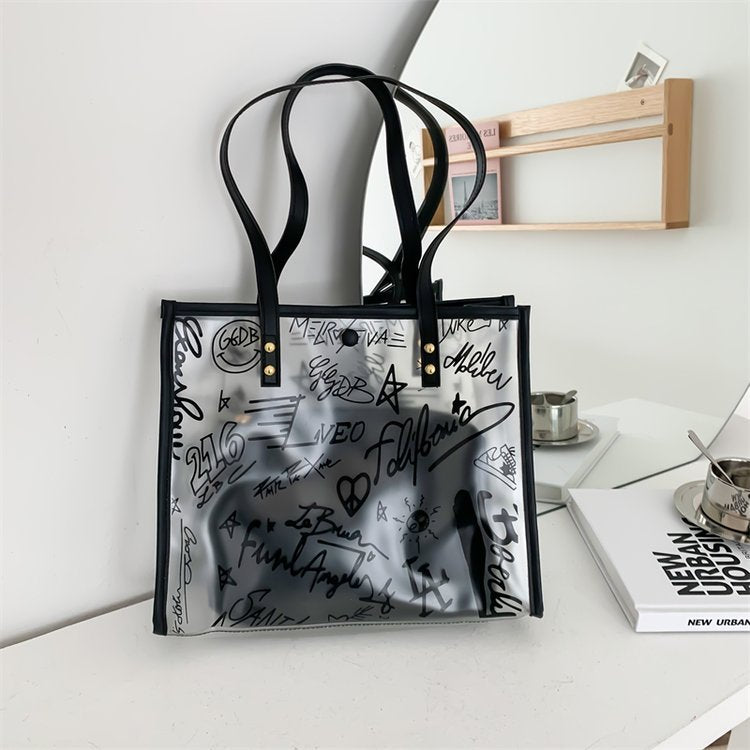 Transparent PVC Tote Bag for Office and Travel