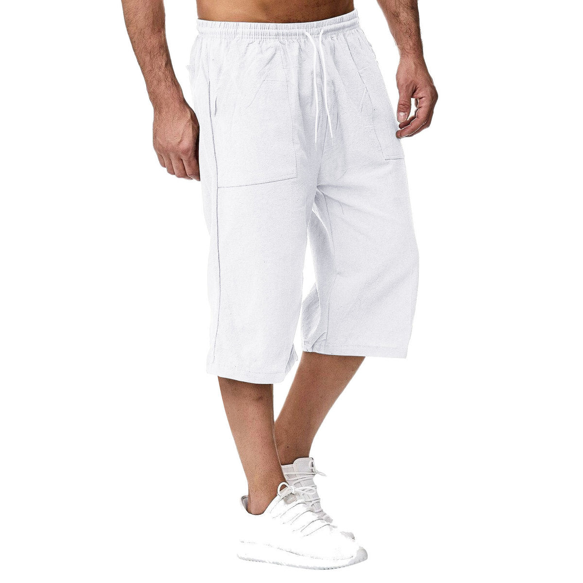 Men Casual Cotton And Linen Summer Cropped Pants