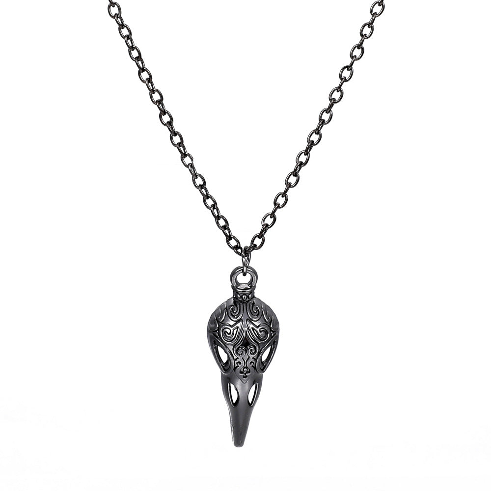 Collar de calavera de cuervo estilo gótico punk de Halloween para mujer