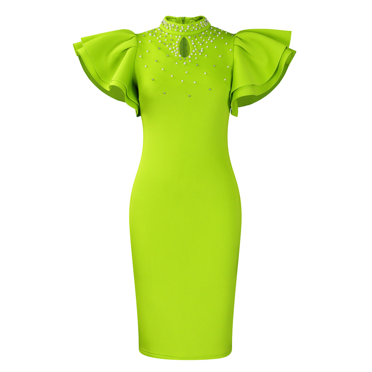 Women Fashion Elegant Plus Size Solid Color Dress