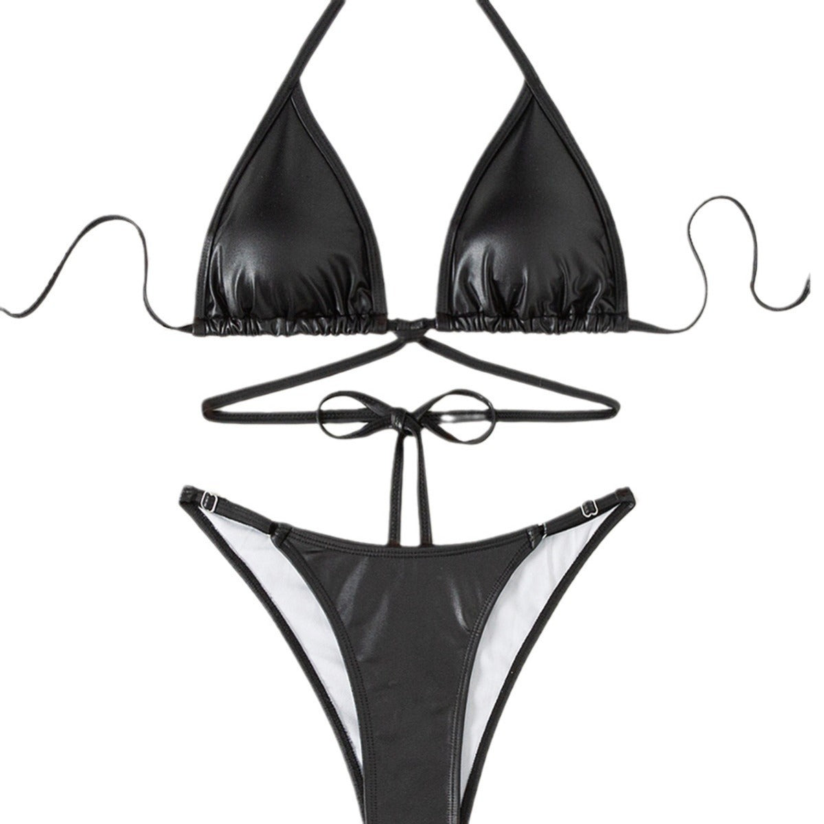 Summer Women Fashion Sexy Solid Color Halter Neck Bikini Swimsuit Set