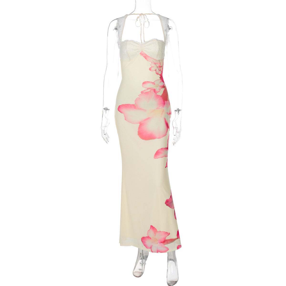 Vestido largo ajustado con estampado floral para mujer