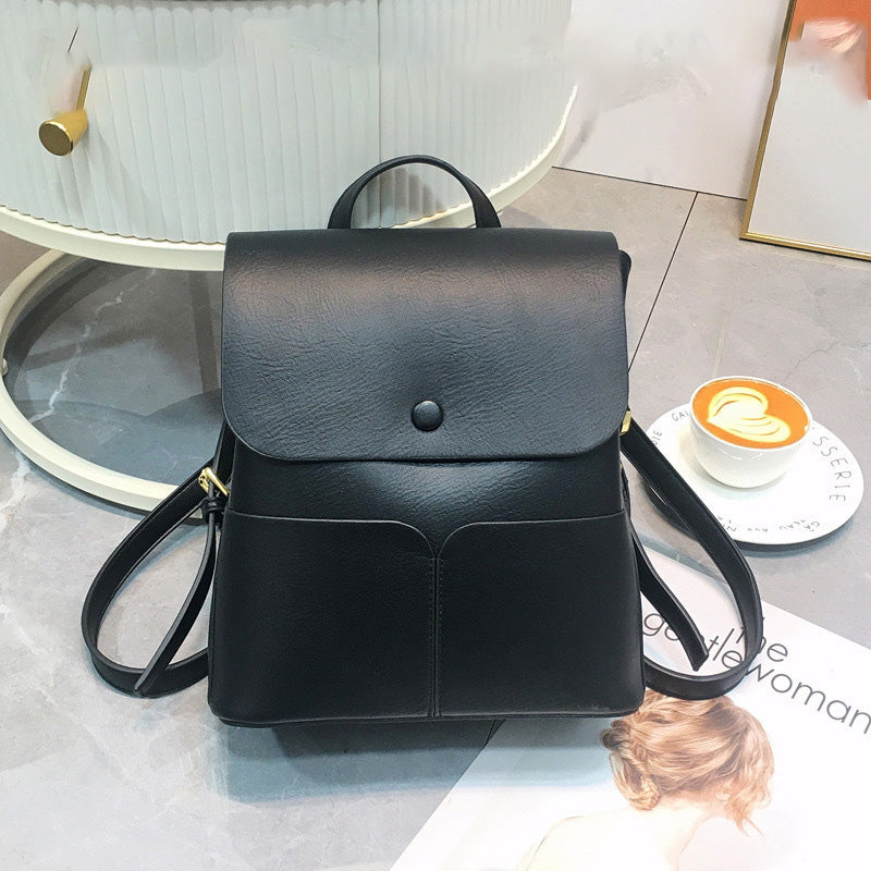 Mochila informal de lona con bloques de colores para mujer con gran capacidad