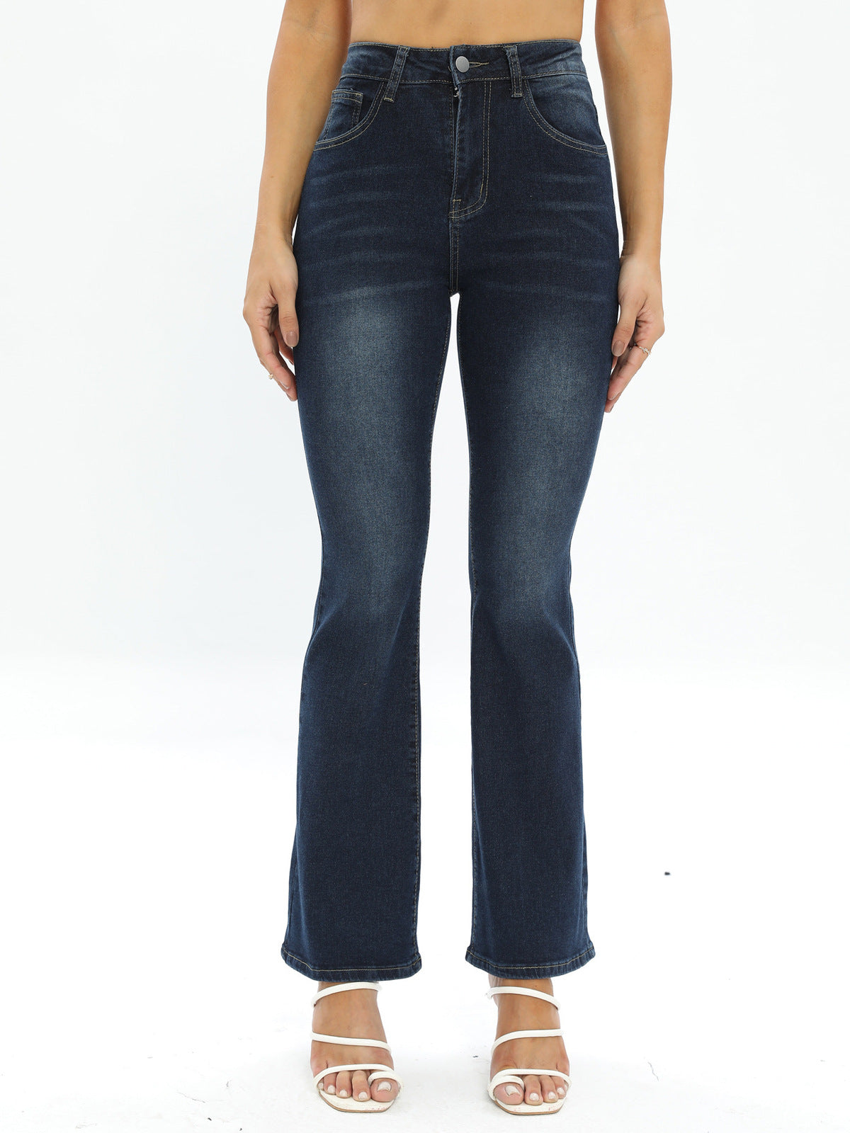 Jean slim simple et décontracté pour femme, bleu marine