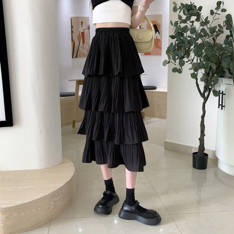 Women Casual Ruffle Chiffon High Waist Skirt Fashion