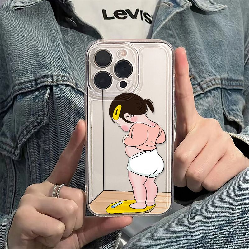 Funda transparente con estampado todo incluido para teléfono de chica de moda
