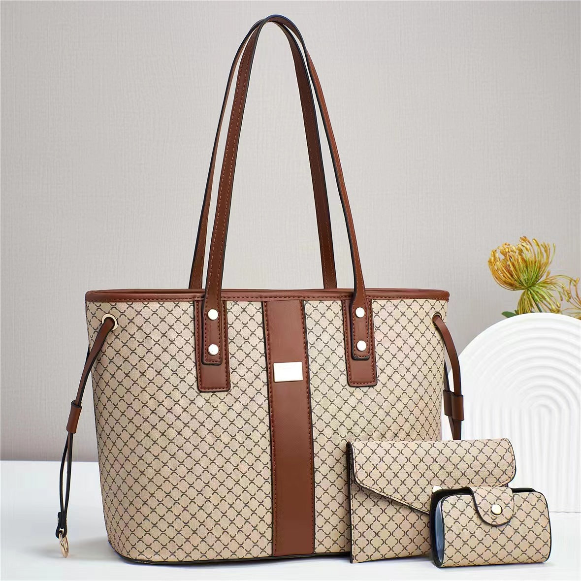Spring Large Capacity PU Tote Bag Set for Business