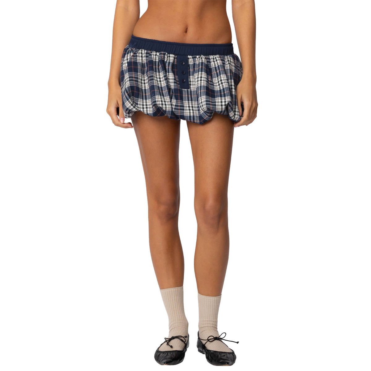 Women Fashion Sexy Plaid Buckle Skirt - Short Street Style Fabric